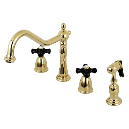 Kingston Brass Widespread Kitchen Faucet, Polished Brass KB1792PKXBS